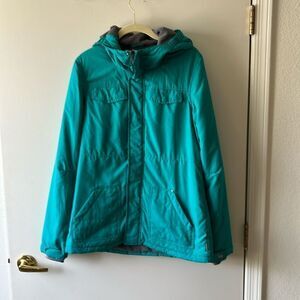 Billabong Hooded Fleece Lined Jacket Size L GUC Green